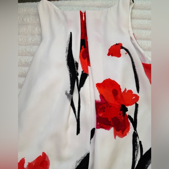 Ralph Lauren White Midi Dress with Red Floral Design - Picture 3 of 5